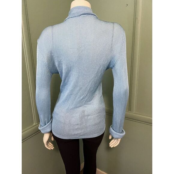 Free People Baby Blue Slinky Viscose Ribbed Cardigan Sweater Size XS - Picture 4 of 7